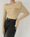 Haki Asimetrik Ribana Örgü Kazak