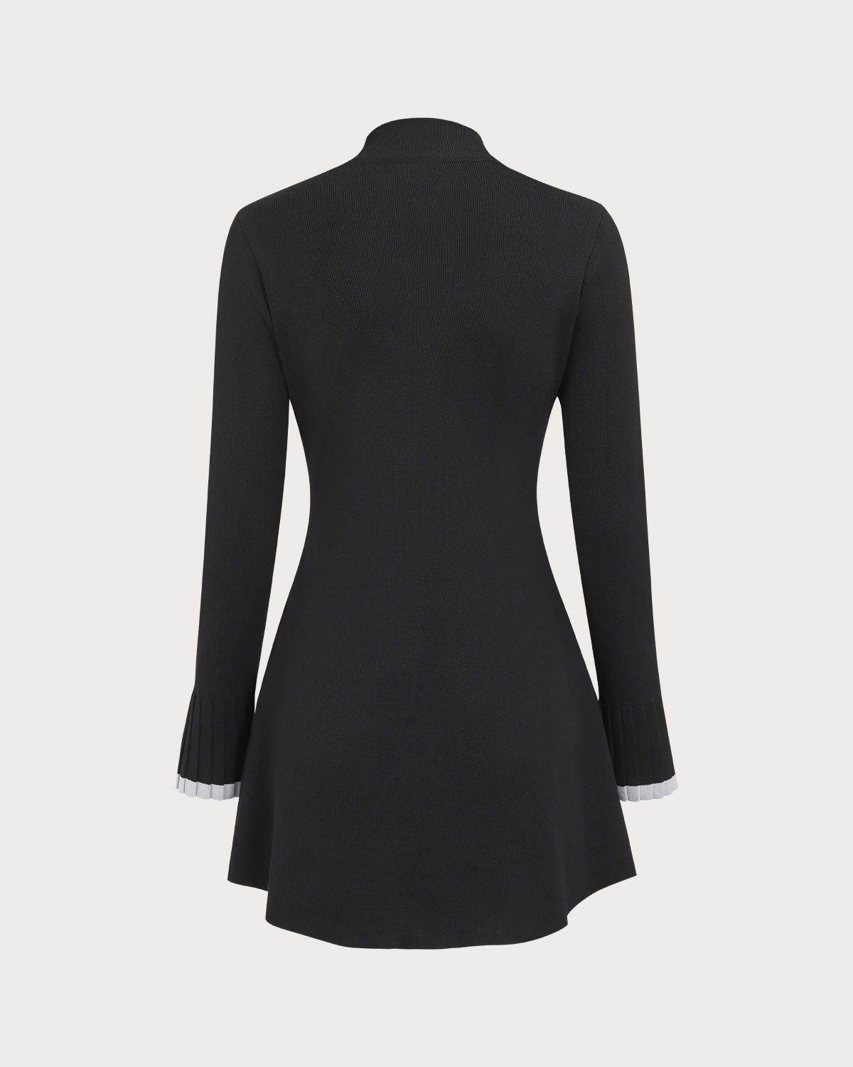 Sueña™ Siyah Kontrast Uzun Kol Triko Mini Elbise