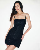 Sueña Siyah Payet Slip Mini Elbise