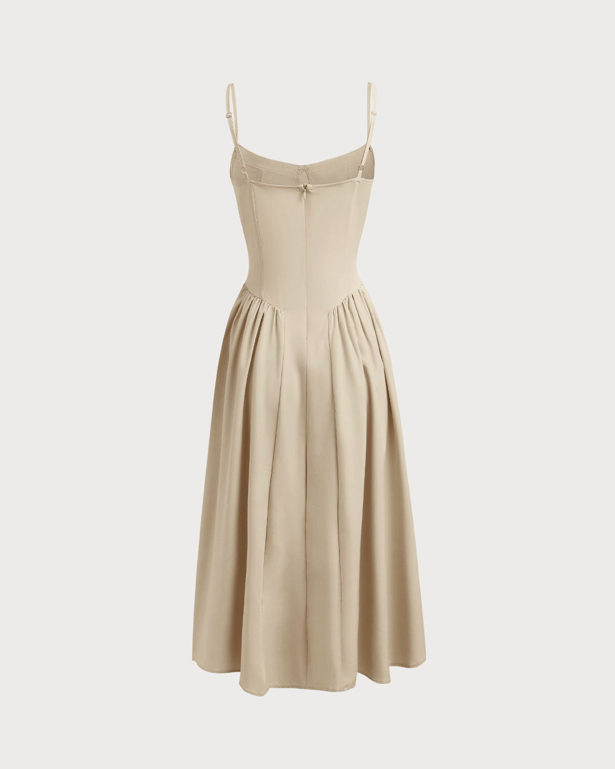 Sueña™ Haki Kare Yaka Cepli Slip Midi Elbise