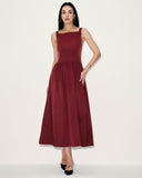 Sueña™ Şarap Kırmızı Saten Slip Maxi Elbise