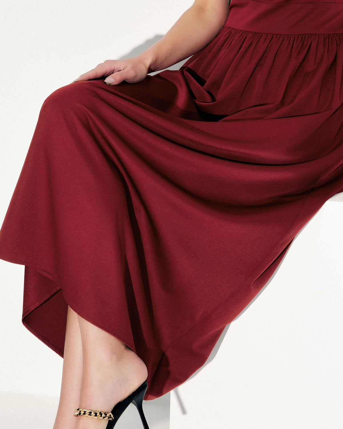 Sueña™ Şarap Kırmızı Saten Slip Maxi Elbise