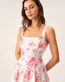 Sueña™ Pembe Çiçekli Dantelli Mini Elbise