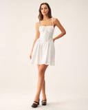 Sueña™ Beyaz Dantelli Korse Slip Mini Elbise