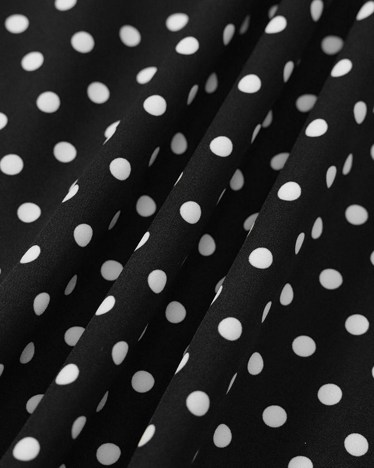 Sueña™ Siyah Polka Noktalı Dantel Kenarlı Uzun Elbise
