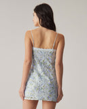 Sueña™ Mavi Çiçekli Dantel Slip Mini Elbise
