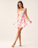 Sueña™ Pembe Çiçekli Dantelli Mini Elbise