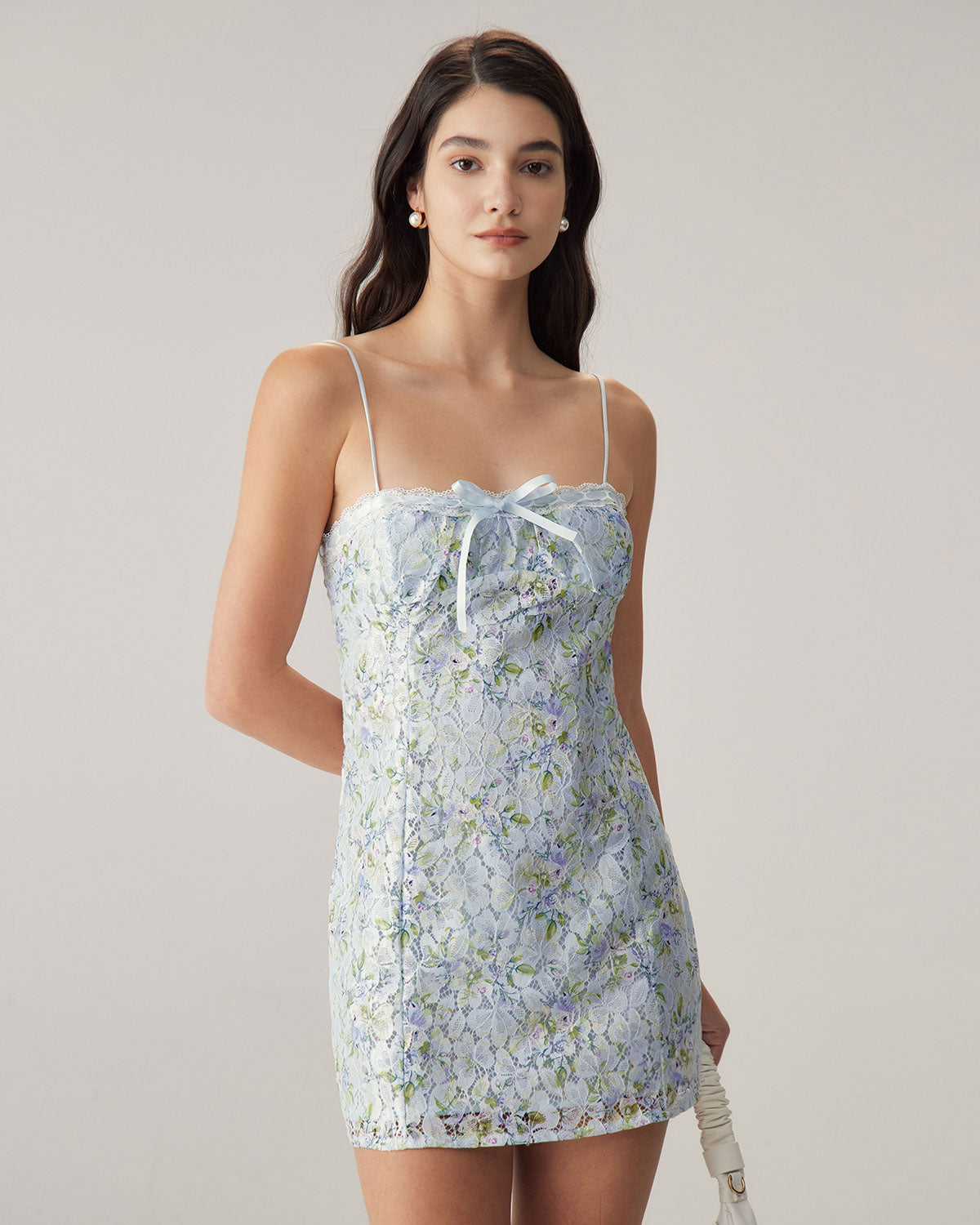 Sueña™ Mavi Çiçekli Dantel Slip Mini Elbise