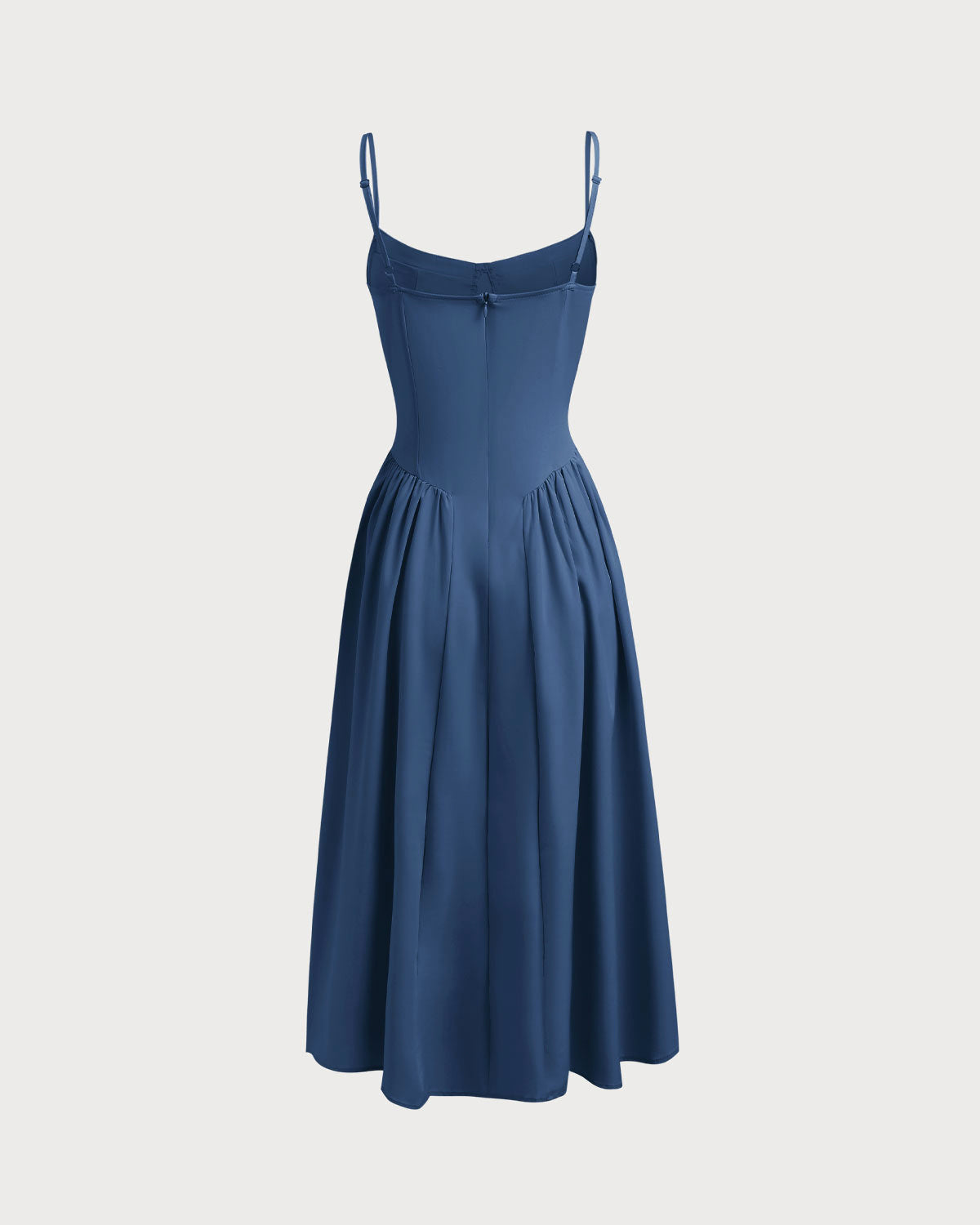 Sueña™ Lacivert Kare Yaka Cepli Slip Midi Elbise