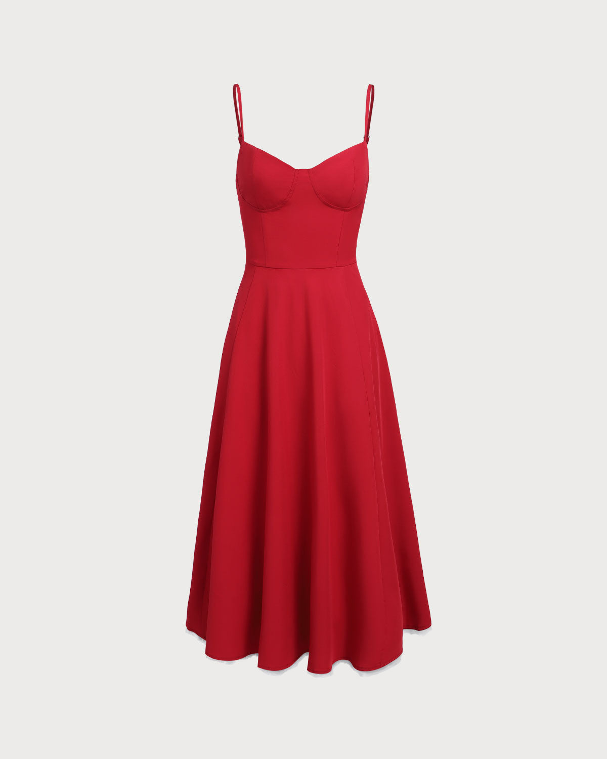 Sueña Kırmızı Kalp Yaka Slip Maxi Elbise