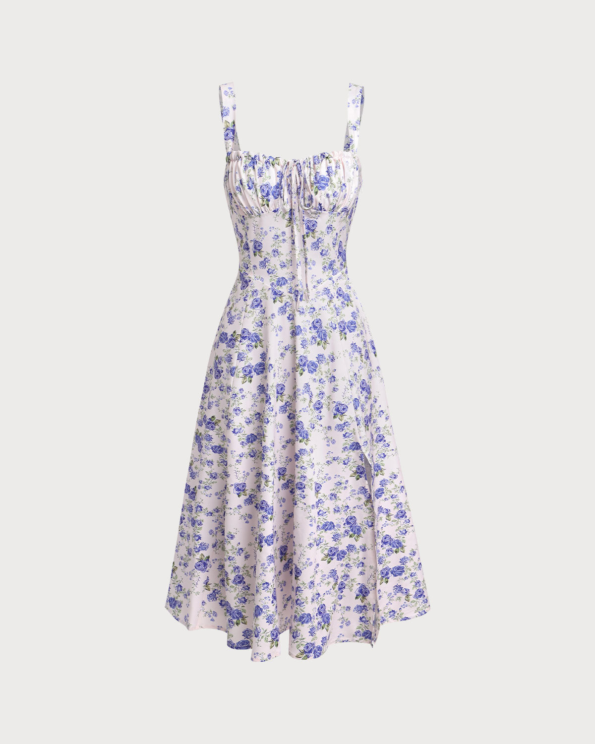 Sueña Beyaz Çiçekli Dantelli Slip Midi Elbise