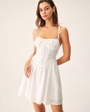 Sueña™ Beyaz Dantelli Korse Slip Mini Elbise
