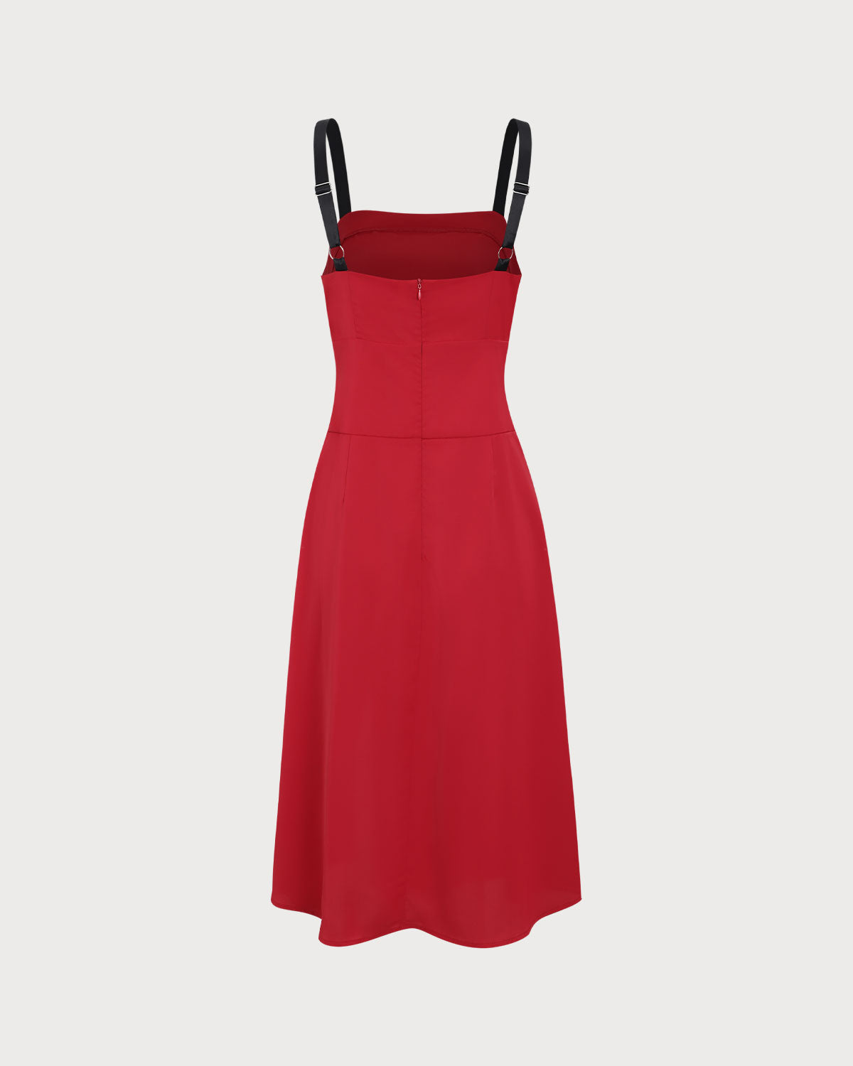 Sueña™ Kırmızı Kontrast Yırtmaçlı Slip Midi Elbise