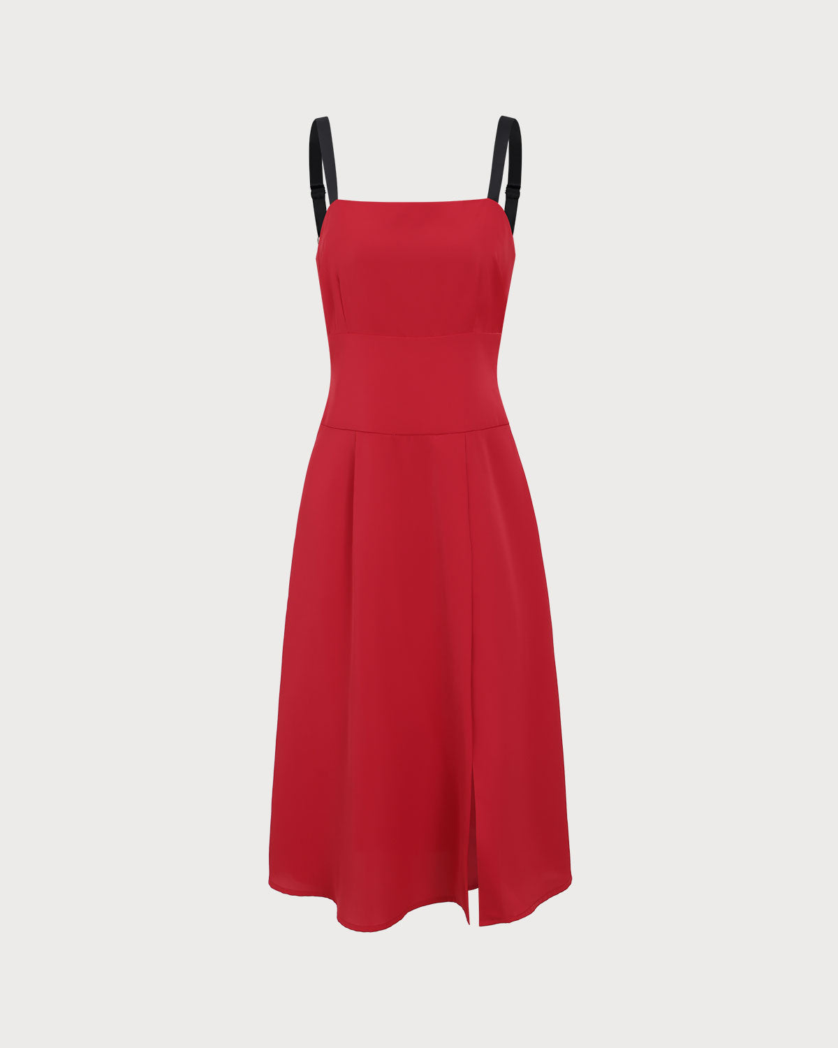 Sueña™ Kırmızı Kontrast Yırtmaçlı Slip Midi Elbise