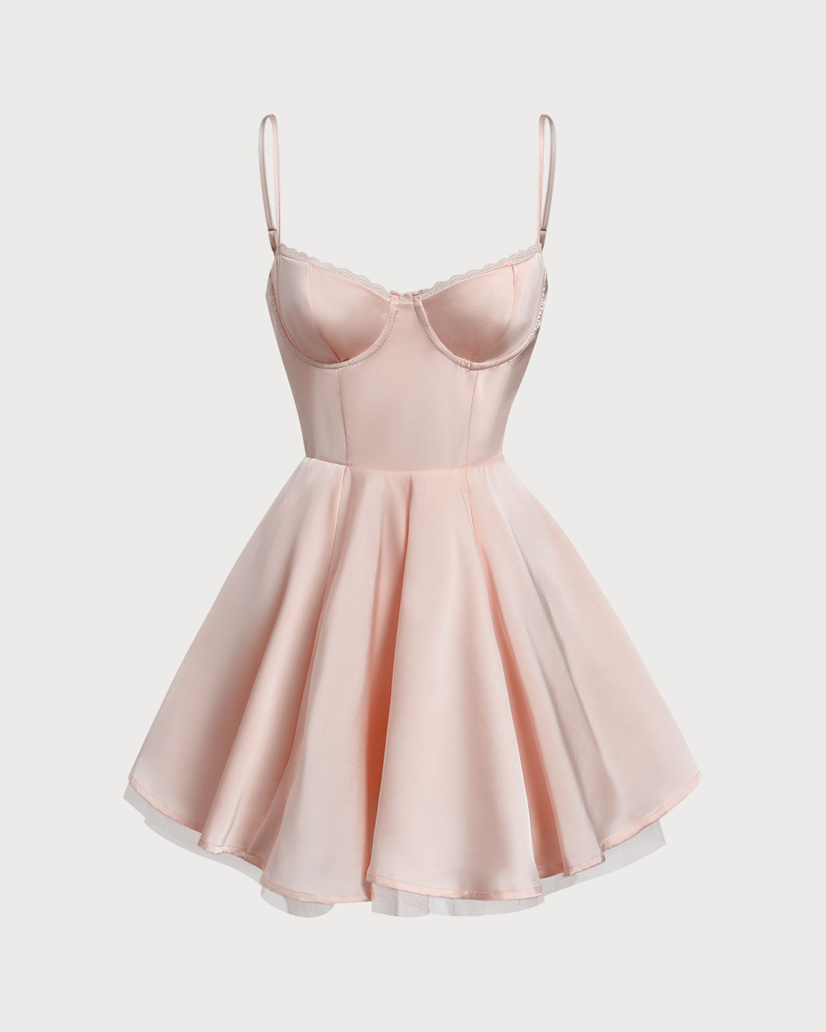 Sueña Pembe Kalp Yaka Slip Pileli Mini Elbise