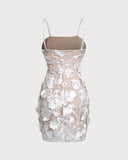 Sueña Beyaz Çiçekli Bodycon Slip Mini Elbise