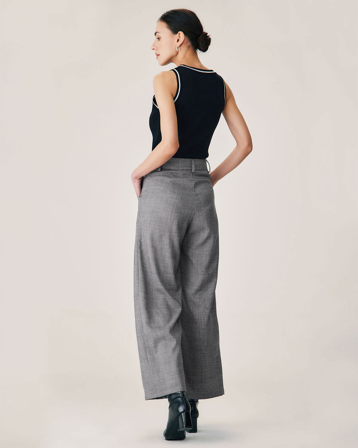 Sueña™ Gri Doğal Belli Düz Pantolon