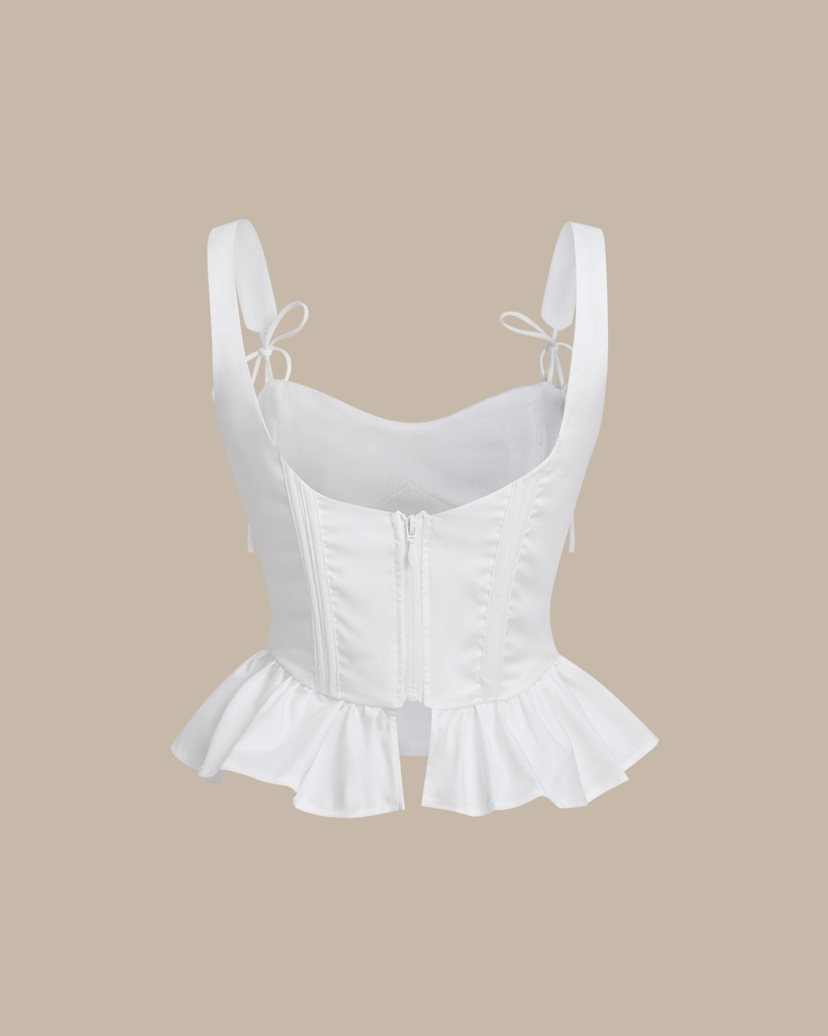 Sueña™ Beyaz Dantelli Fırfırlı Cami Üst