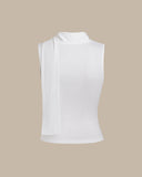 Sueña™ Beyaz Kapşonlu Yakalı Büzgülü Tank Top