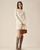 Sueña™ Beyaz Bodycon Kazak Mini Elbise