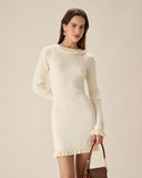 Sueña™ Beyaz Bodycon Kazak Mini Elbise