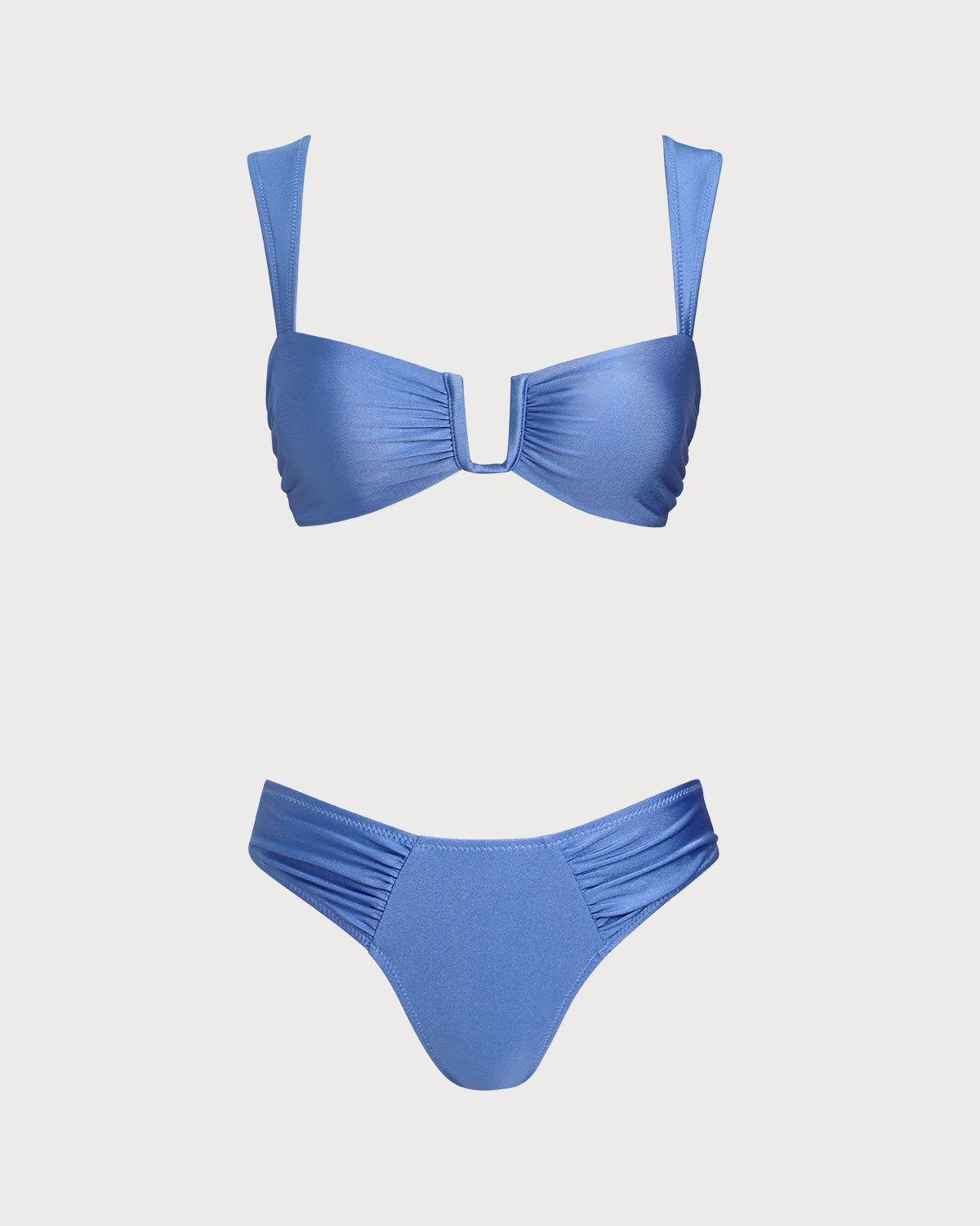 Mavi Üçgen Yüksek Esnek Bikini Takımı