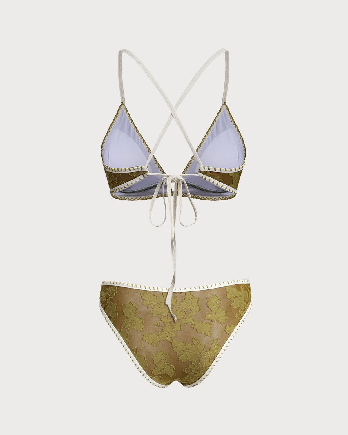 Sueña™ Yeşil Çiçekli Bağcıklı Üçgen Bikini Takımı