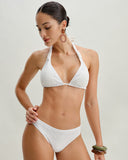 Sueña™ Beyaz Dokulu Halter Üçgen Bikini Takımı