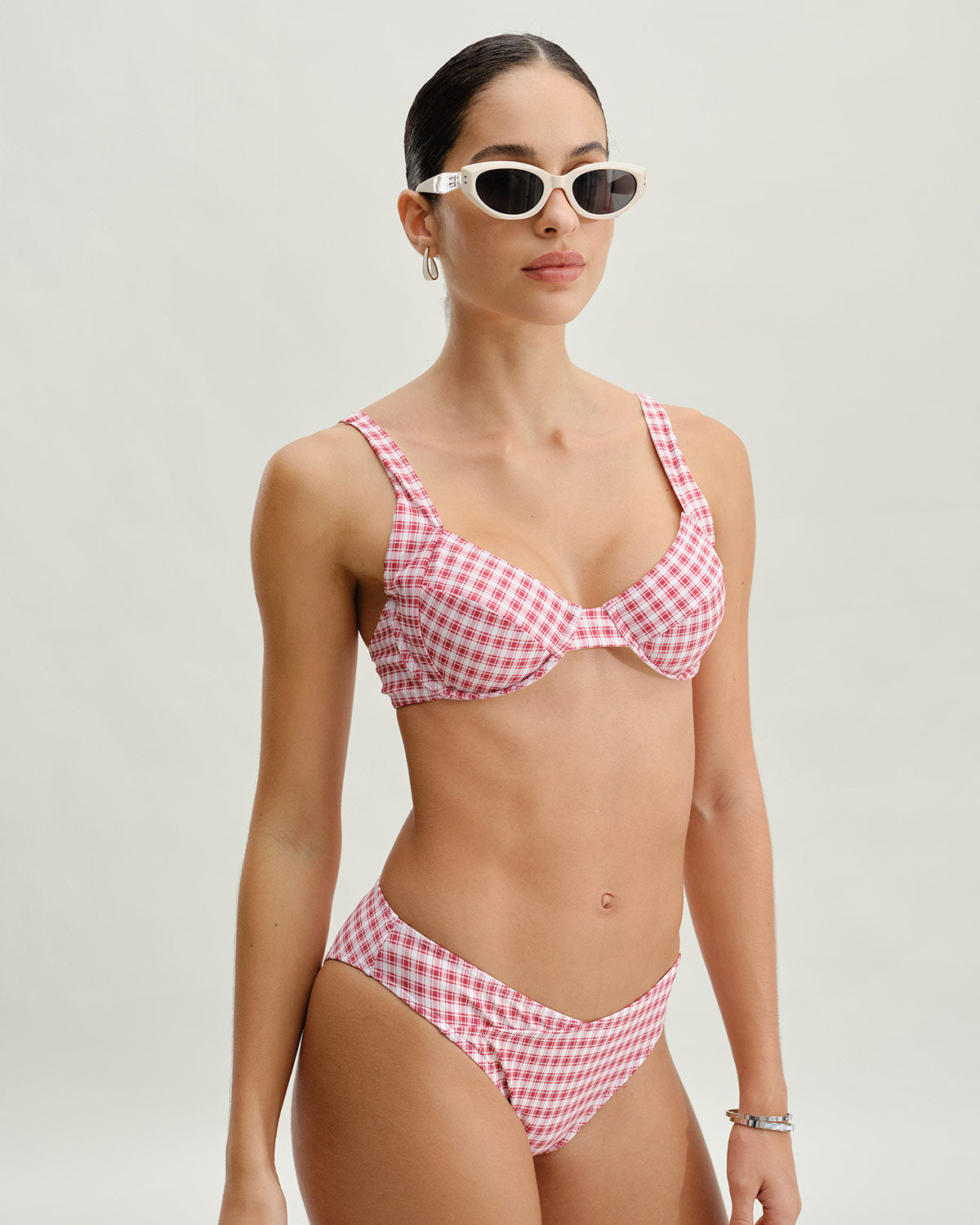Sueña™ Kırmızı Kareli Balenli Bikini Takımı