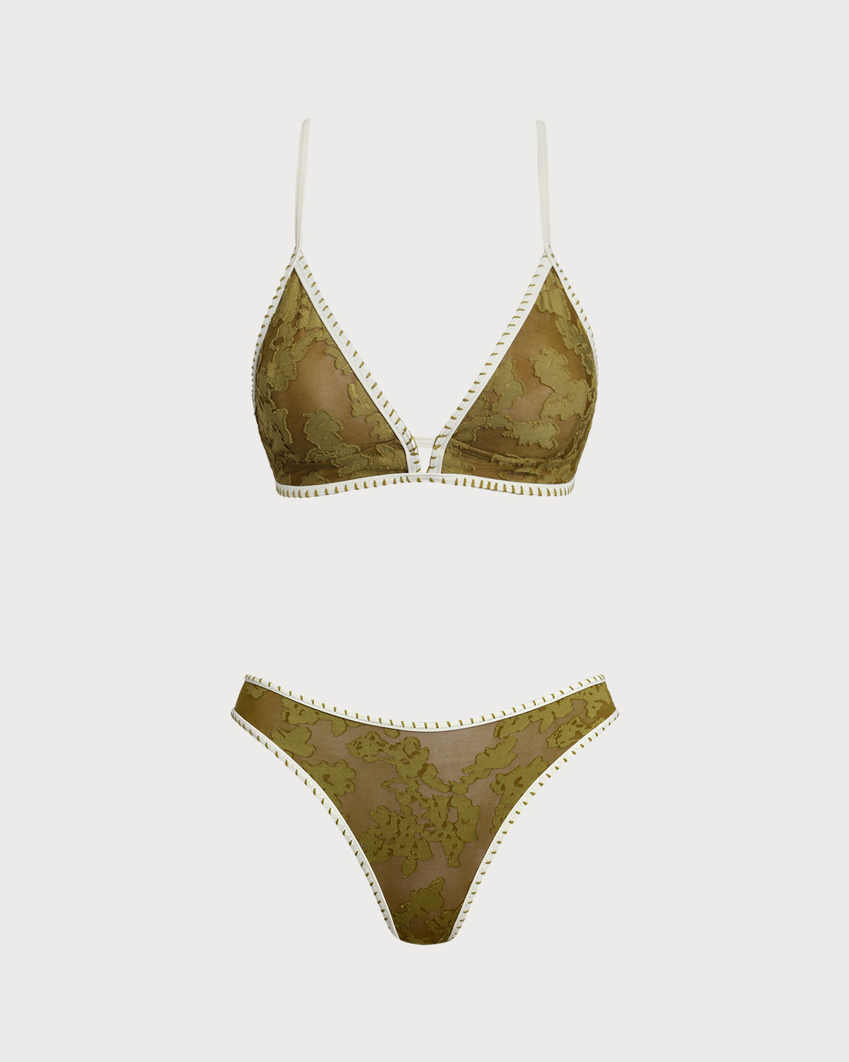 Sueña™ Yeşil Çiçekli Bağcıklı Üçgen Bikini Takımı