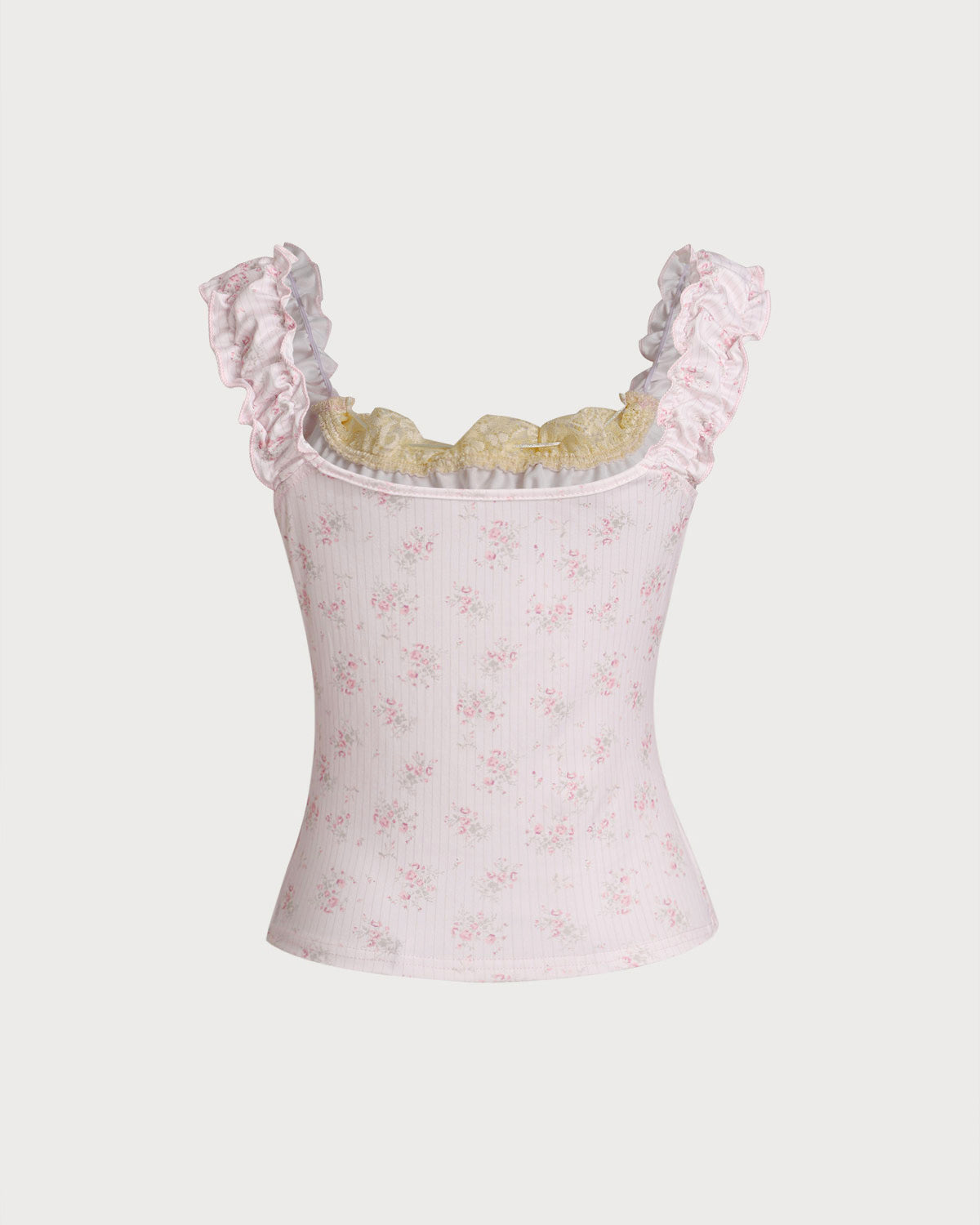 Sueña™ Pembe Çiçekli Dantelli Camiş