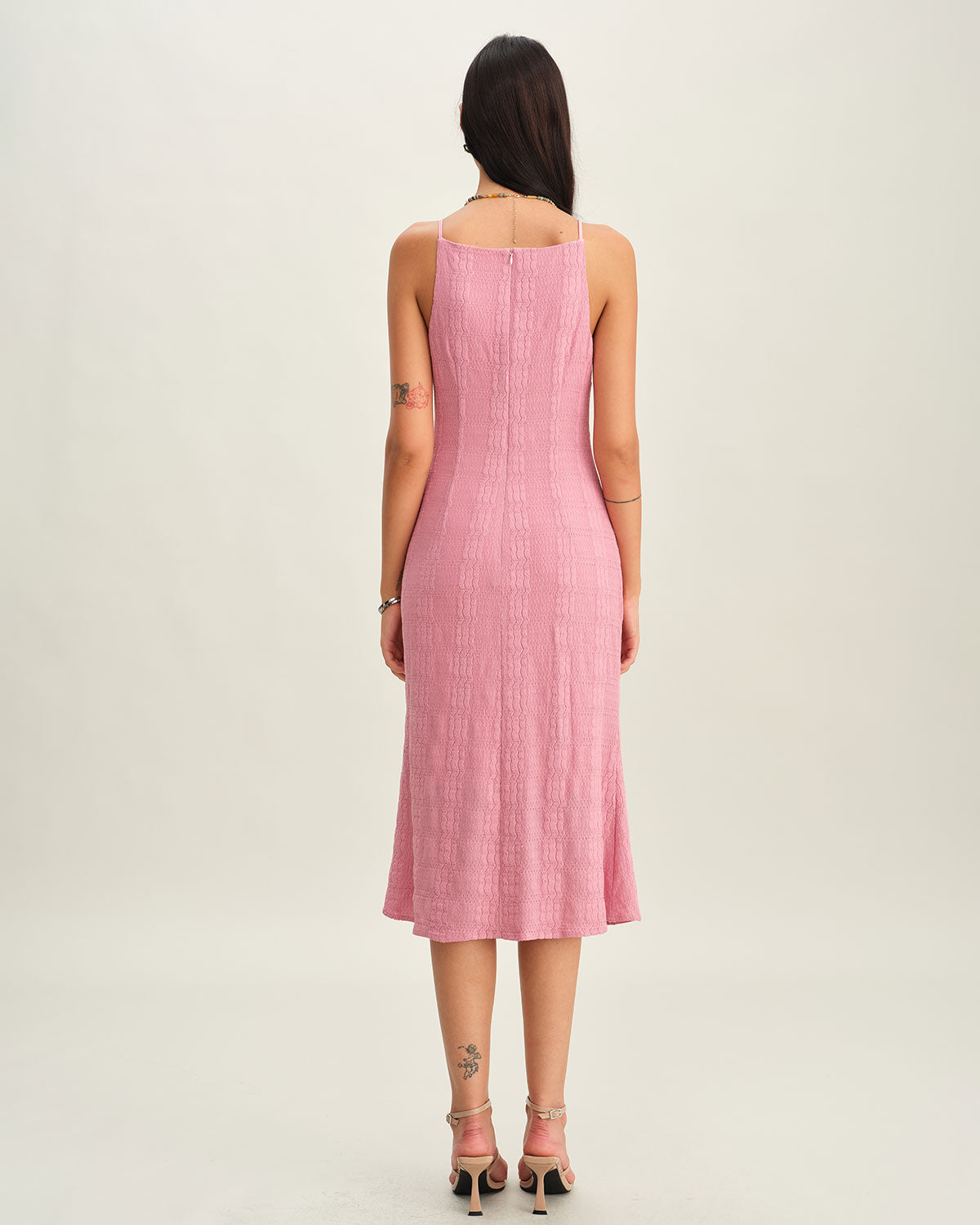 Sueña Pembe Denizkızı Slip Midi Elbise