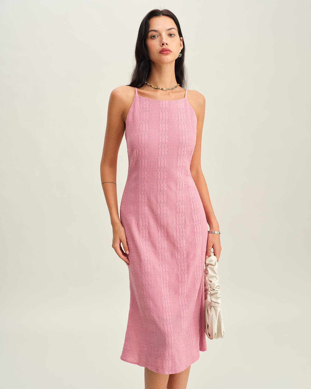 Sueña Pembe Denizkızı Slip Midi Elbise