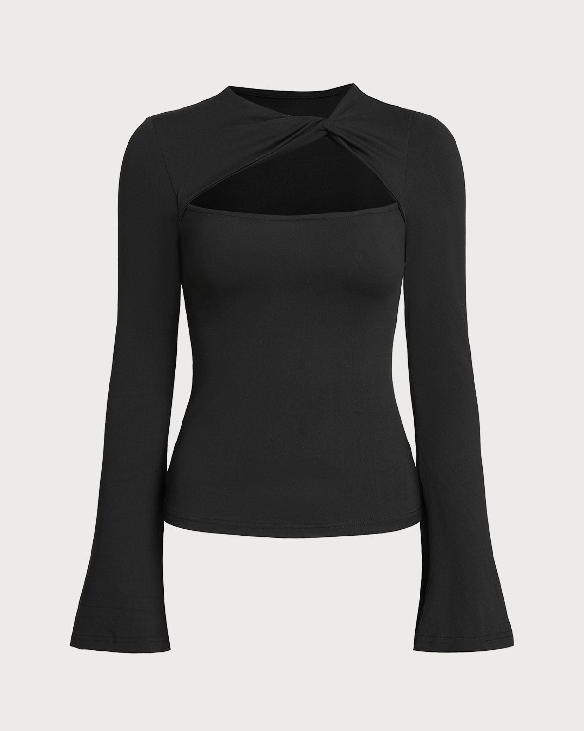 Siyah Kesik İnce Örgü Tişört