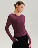 Şarap Kırmızısı V Yaka İnce File Tişört