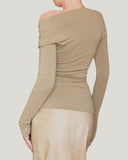 Haki V Yaka Twist Tişört