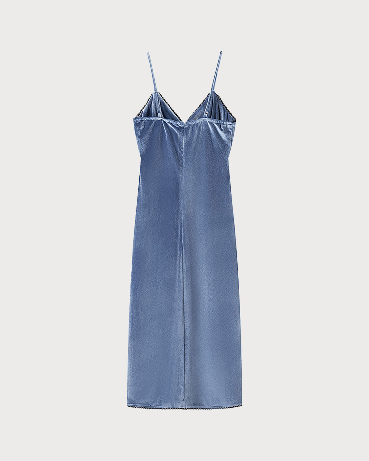 Mavi Kadife Slip Midi Elbise