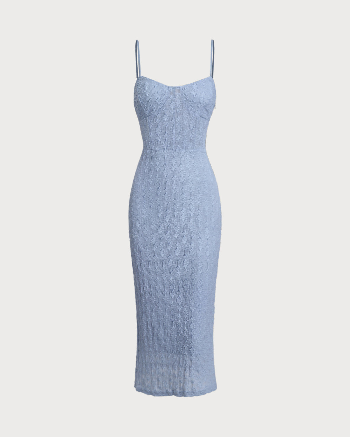 Sueña™ Mavi Dantel Slip Vücuda Oturan Midi Elbise