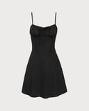 Sueña™ Siyah Dantelli Slip Mini Elbise