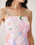Sueña™ Pembe Çiçekli Slip Midi Elbise