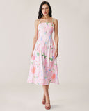 Sueña™ Pembe Çiçekli Slip Midi Elbise