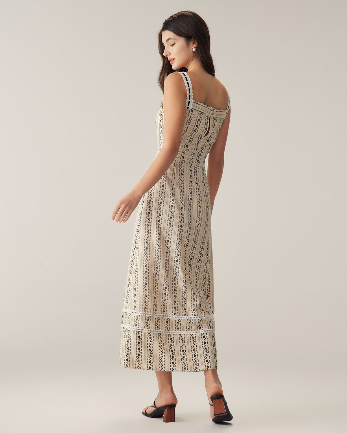 Sueña™ Kayısı Çizgili Slip Maxi Elbise
