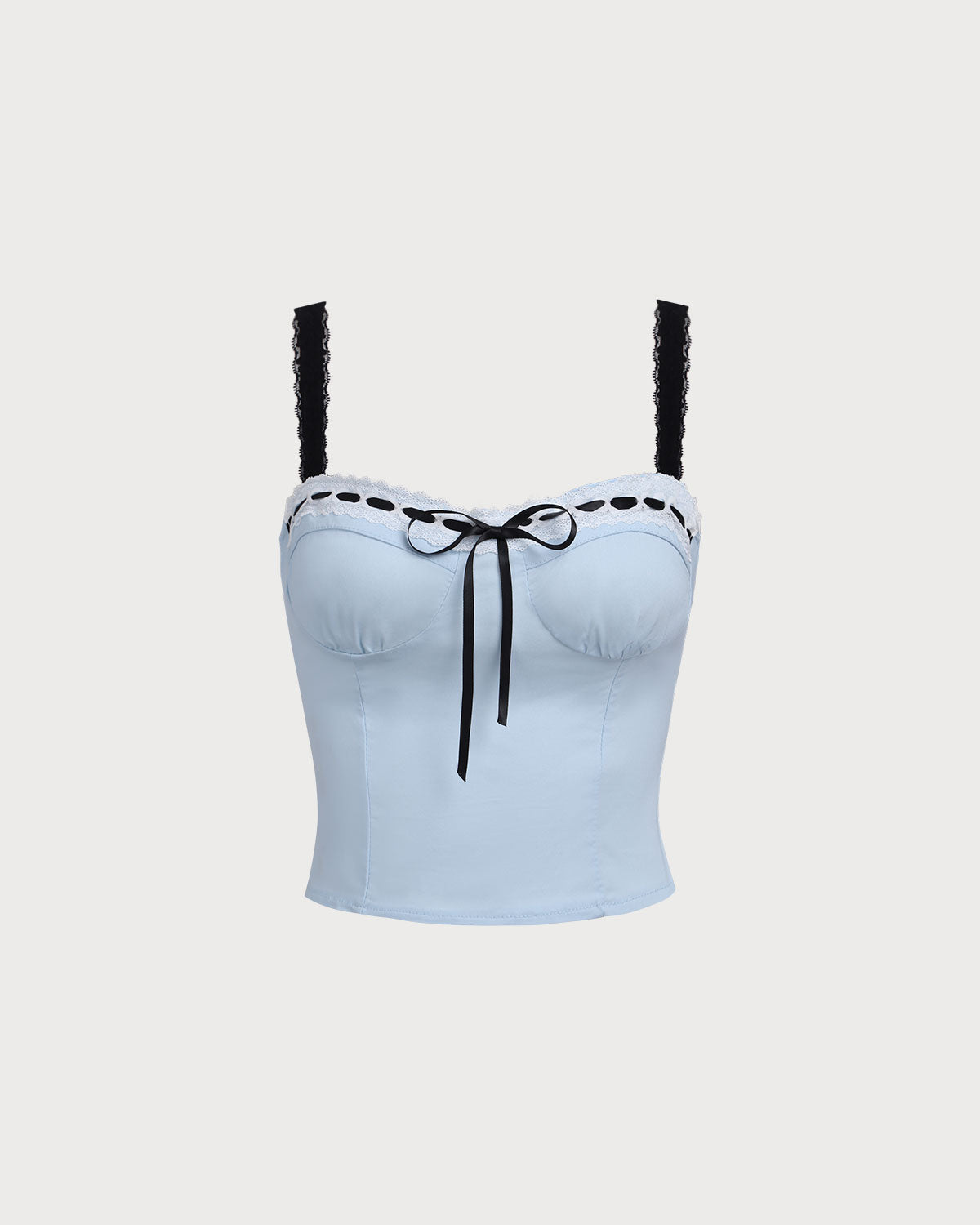 Sueña™ Mavi Kalp Yaka Crop Top