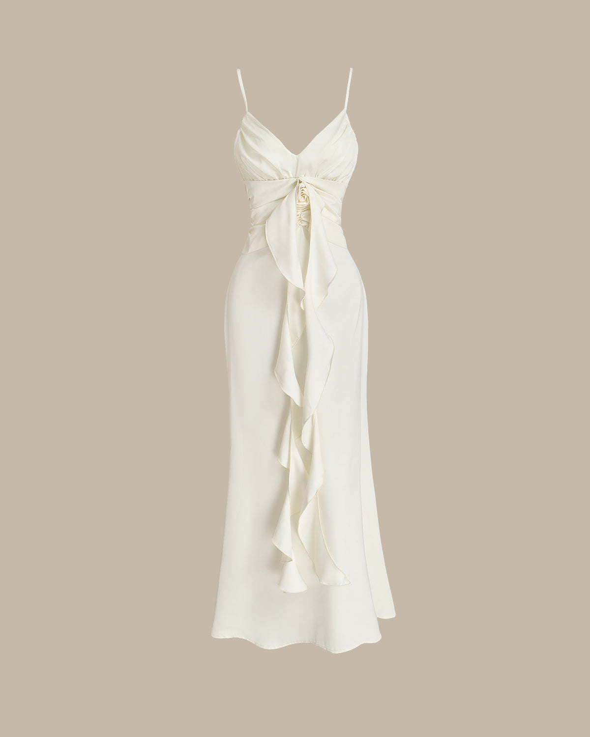 Sueña Kayısı Bodycon Püskül Slip Maxi Elbise