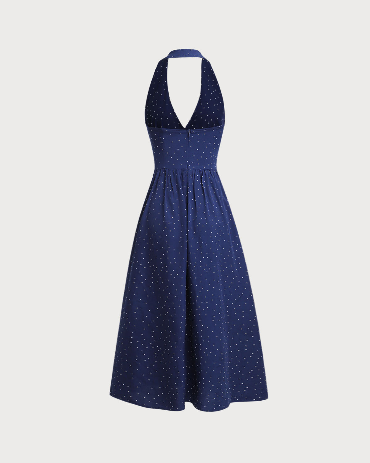 Sueña™ Mavi Polka Dot Askılı Uzun Elbise