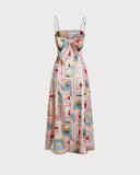 Sueña™ Pembe Çiçekli A Kesim Slip Maxi Elbise