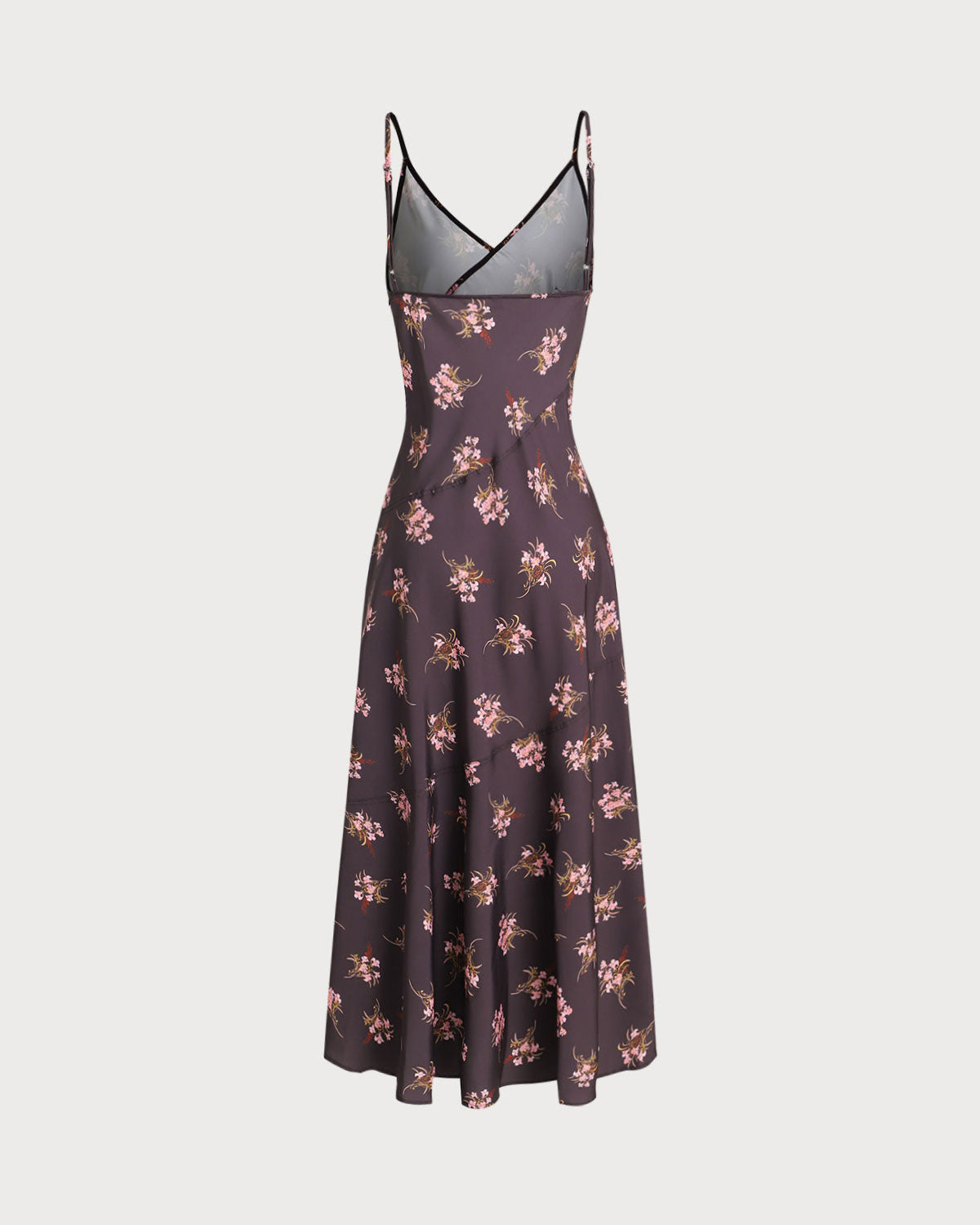 Sueña Siyah Çiçekli A Kesim Slip Maxi Elbise