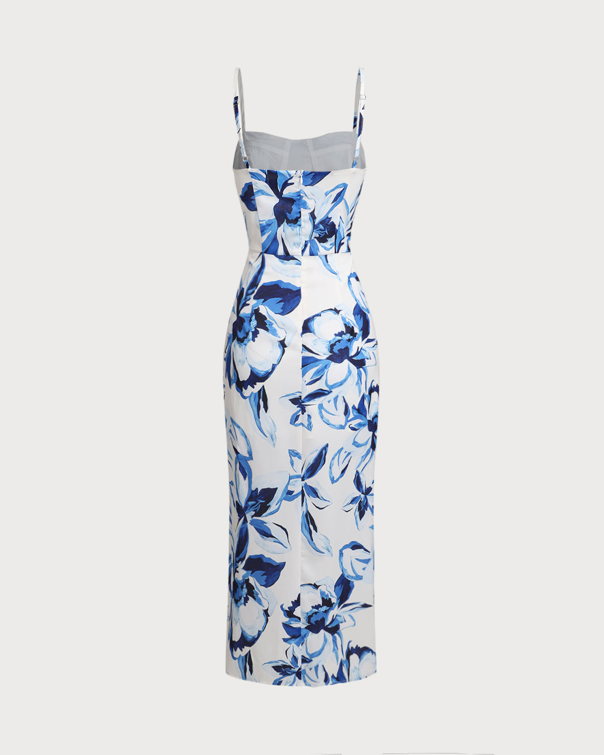 Sueña™ Mavi Çiçekli Bohem Slip Uzun Elbise