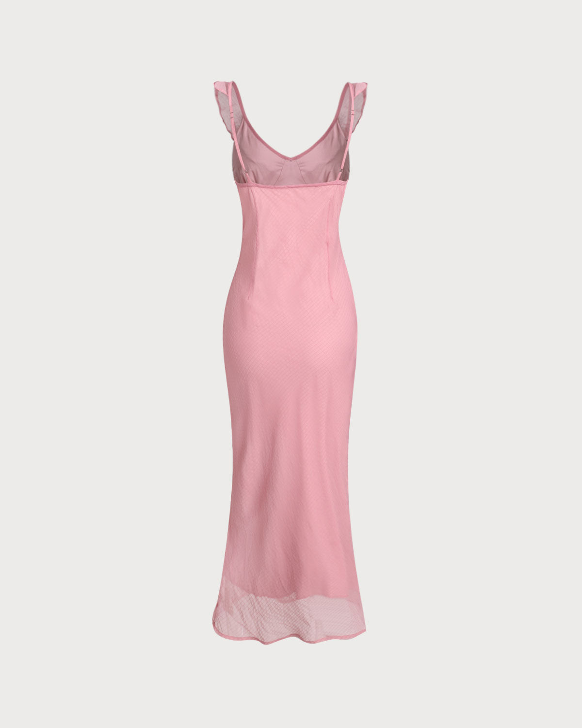 Sueña™ Pembe Çiçekli Volanlı Askılı Uzun Elbise