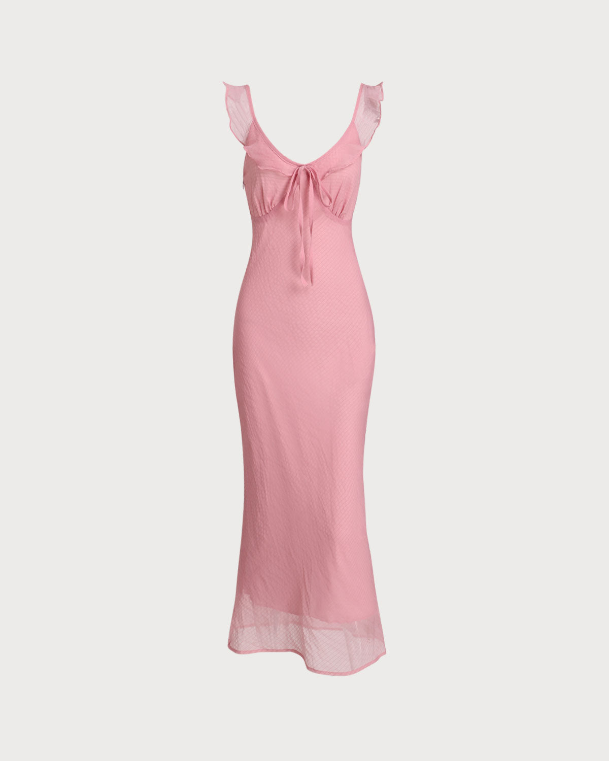 Sueña™ Pembe Çiçekli Volanlı Askılı Uzun Elbise